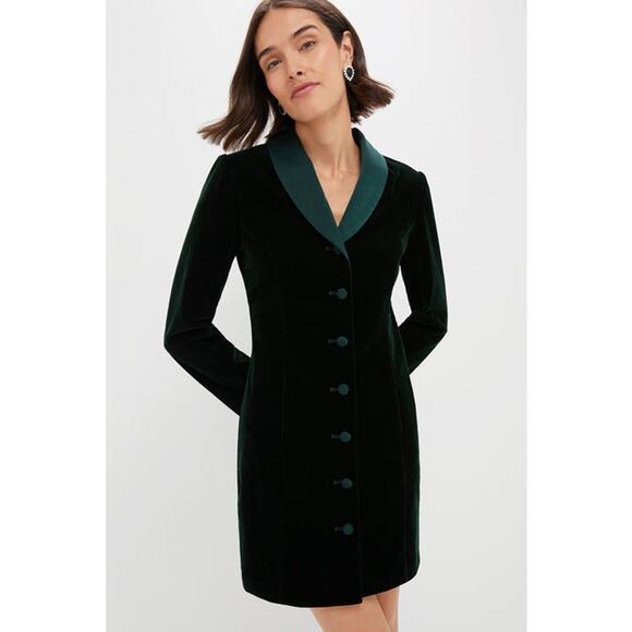 Tuckernuck Dresses & Skirts - TUCKERNUCK Pomander Place Dark Green Velvet Stacie Dress NWT Size 4